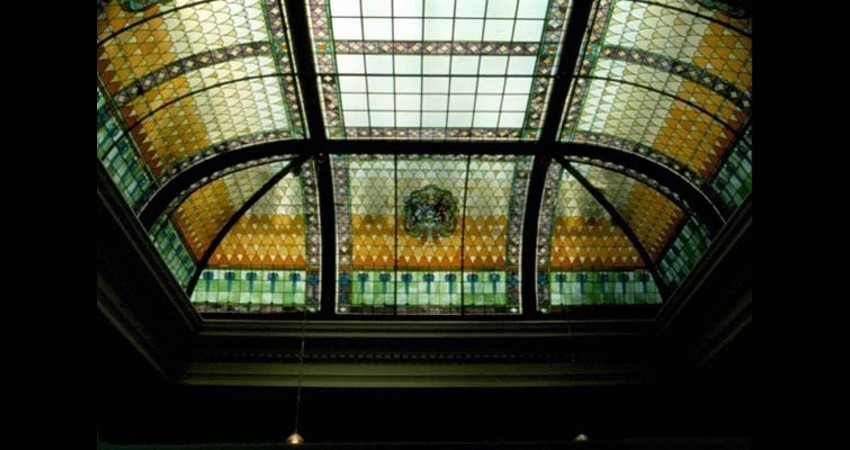 Federal Building, Collingwood Ontario EGD Glass Restoration - after, the stained glass dome was cleaned, repaired and restored.