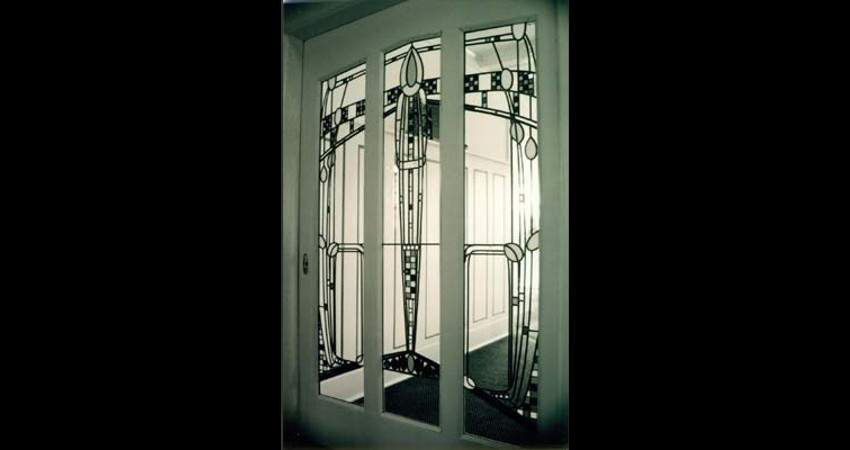 Private Residence High Park Toronto New Work Original Stained EGD Glass Sliding Door