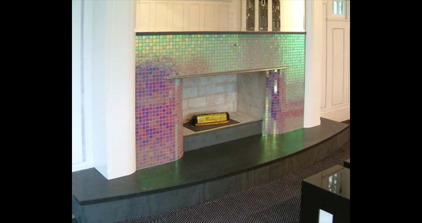 Private Residence High Park Toronto New Work Original Stained EGD Glass Fireplace