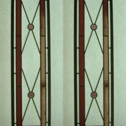 Reclaimed stained glass for sale. EGD Glass. Red leaded door panels.
